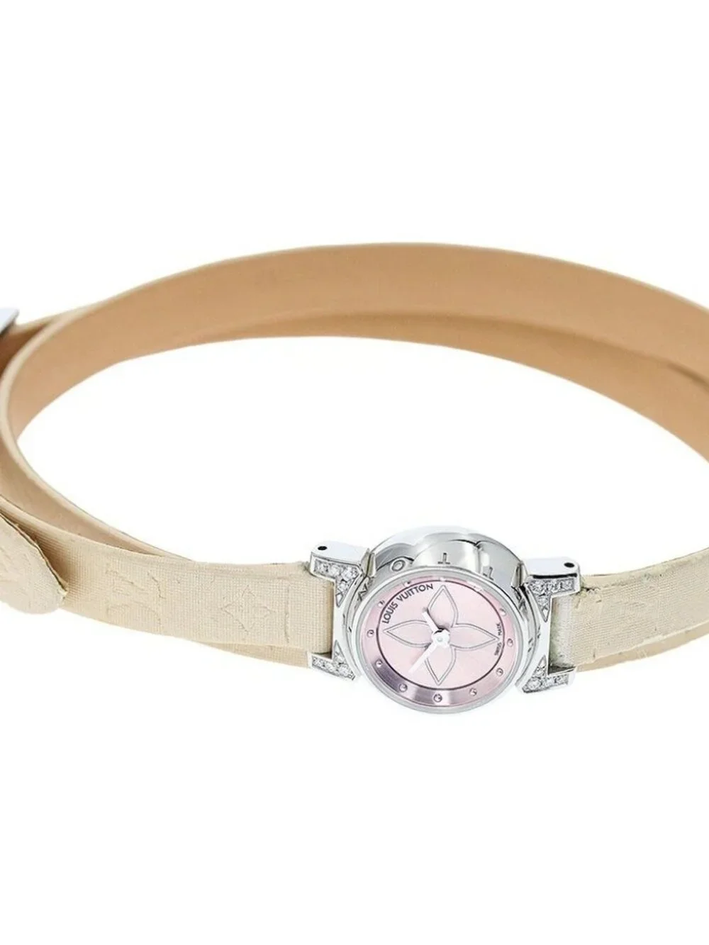 LOUIS VUITTON Tambour Viju Q151P Rug diamond pink Dial Quartz Ladies_967450
